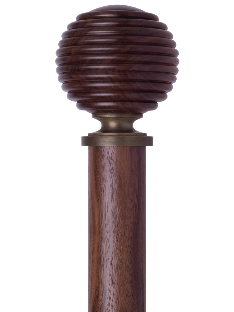 wooden ribbed ball finial